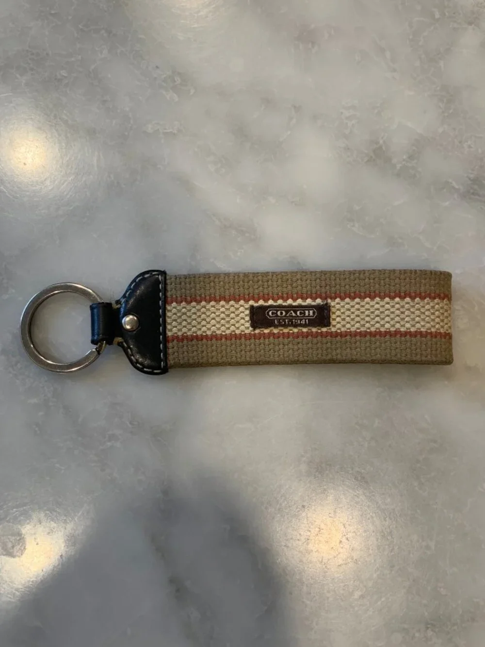 Coach striped key fob